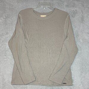ELIE TAHARI Blouse Women's Size XL Top Long Sleeve Beige Neutral Soft Casual
